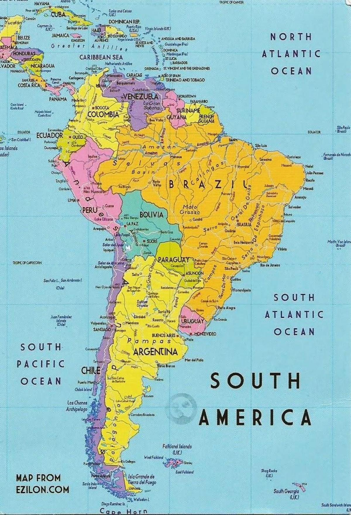 Guyanassa etelä-amerikassa kartta - Kartta Chile etelä-amerikka (Etelä- Amerikka - Amerikka)
