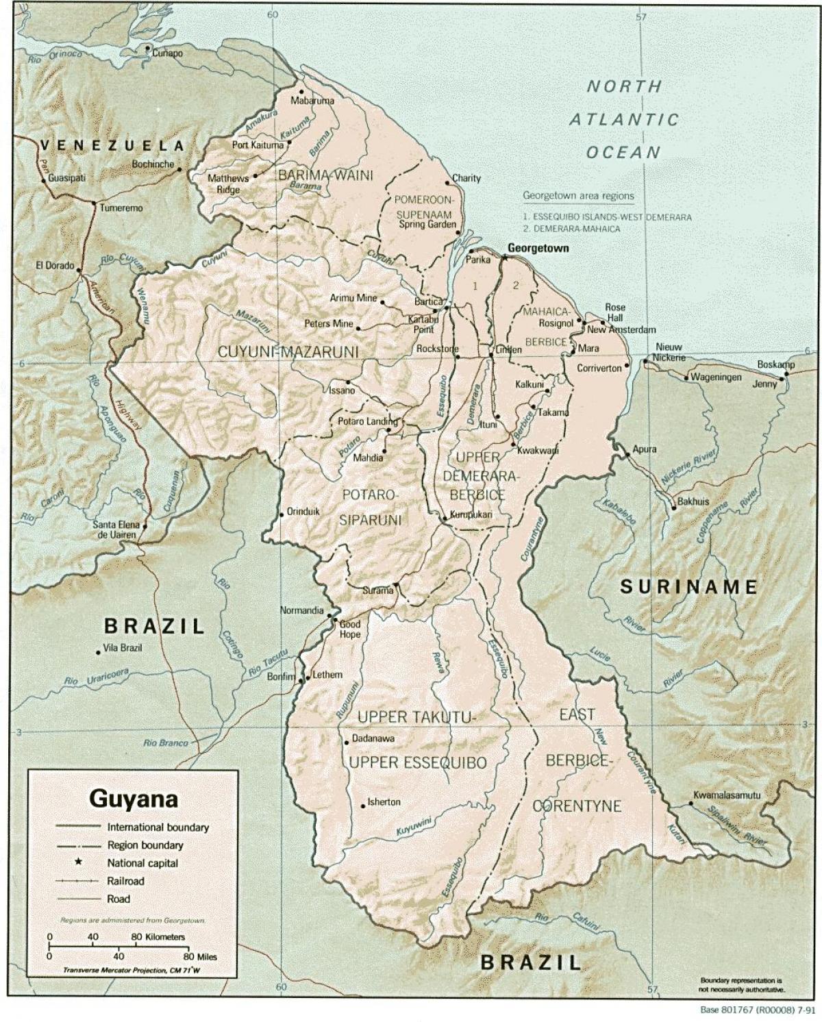 kartta georgetown Guyana kaduilla