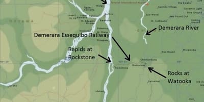 Kartta essequibo Guyanan rannikolla